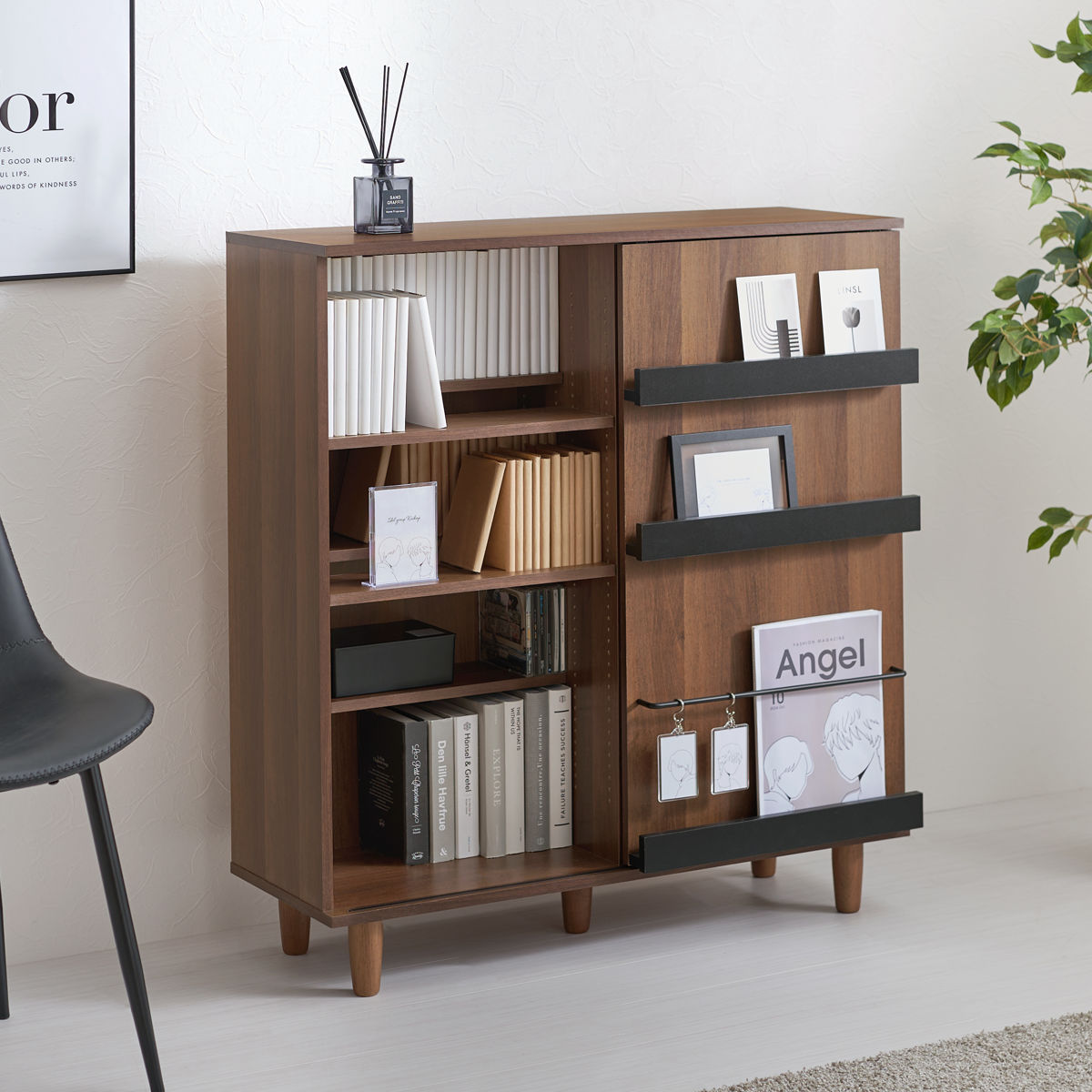 HAGiHARA（萩原） 本棚 幅90.5cm コミック約400冊収納 スライドラック