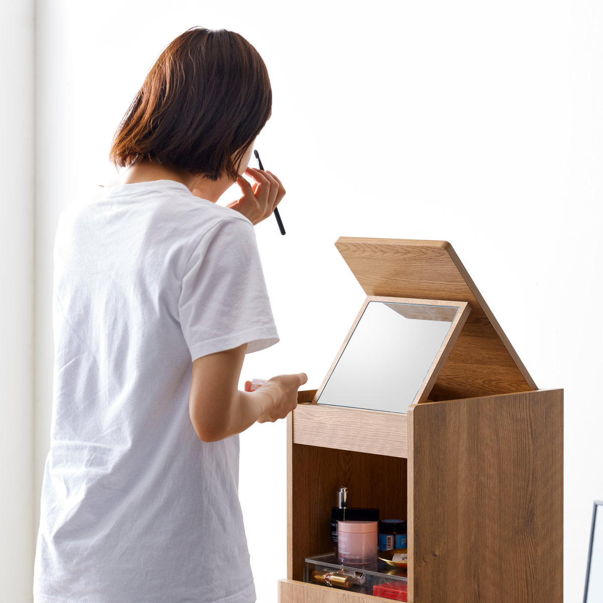 朝日木材加工 コスメストレージ ドレッサー 高さ100cm キャスター付