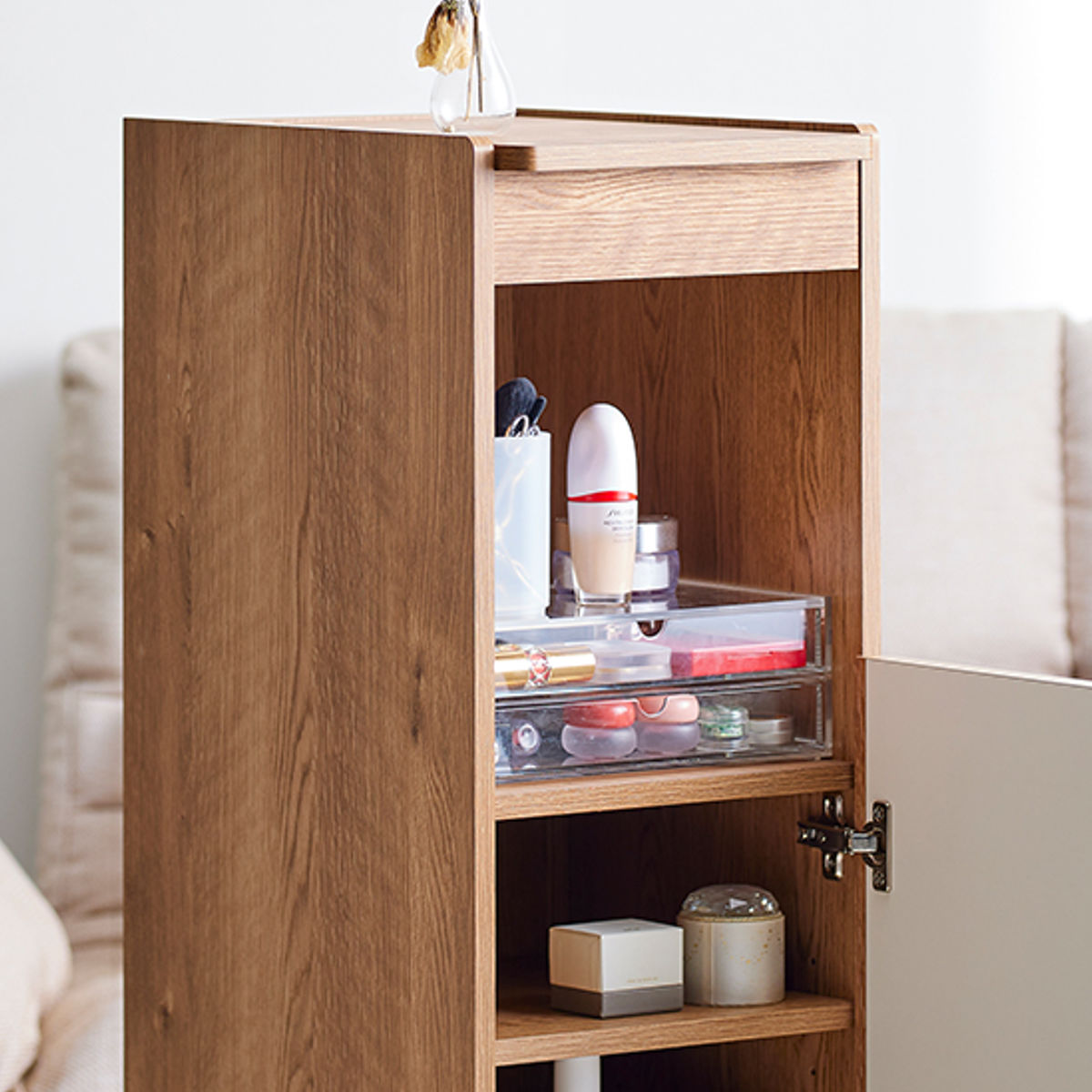 朝日木材加工 コスメストレージ ドレッサー 高さ100cm キャスター付