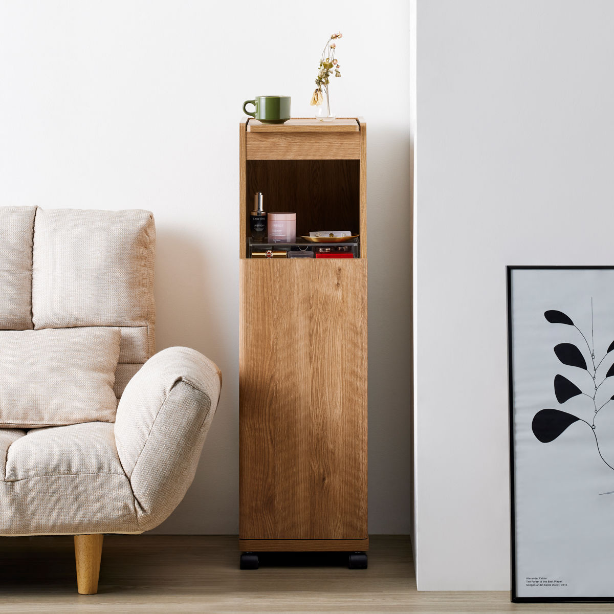 朝日木材加工 コスメストレージ ドレッサー 高さ100cm キャスター付