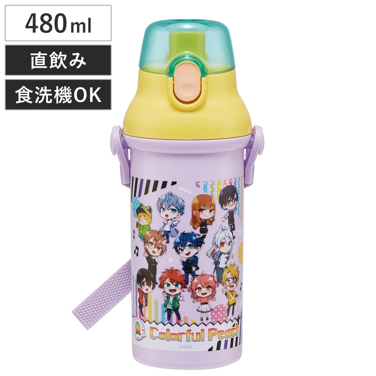 スケーター 水筒 480ml 抗菌直飲プラボトル カラフルピーチ25