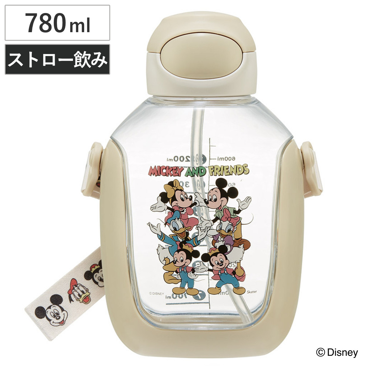 スケーター 水筒 780ml ワンプッシュストローボトル ミッキー