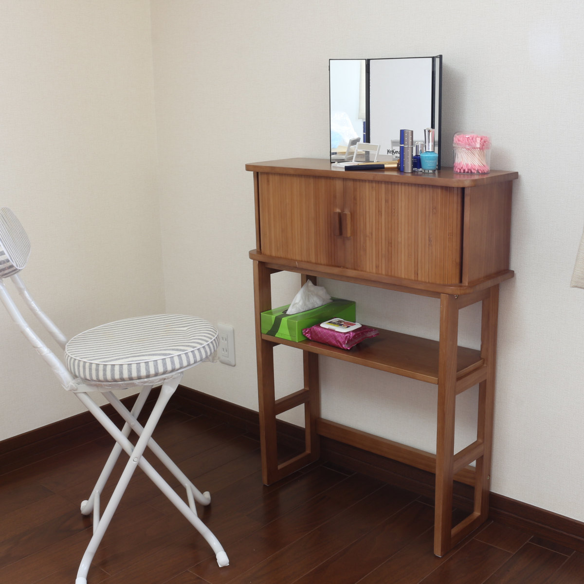 OSMAC コンソールテーブル 幅60cm ジャバラ扉収納 可動棚付