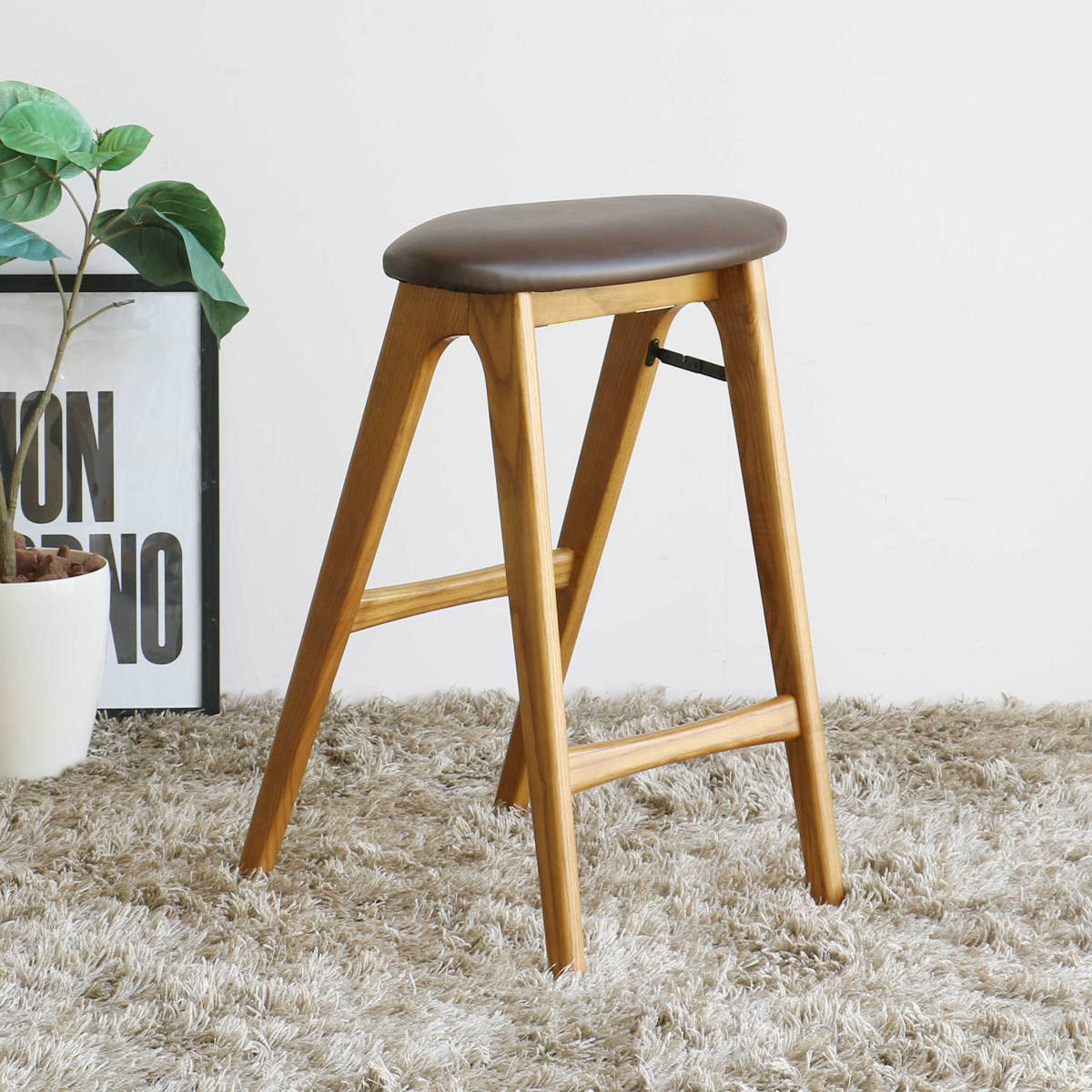 ICHIBA（市場） 特典付き スツール 折りたたみ 高さ60.5cm 天然木
