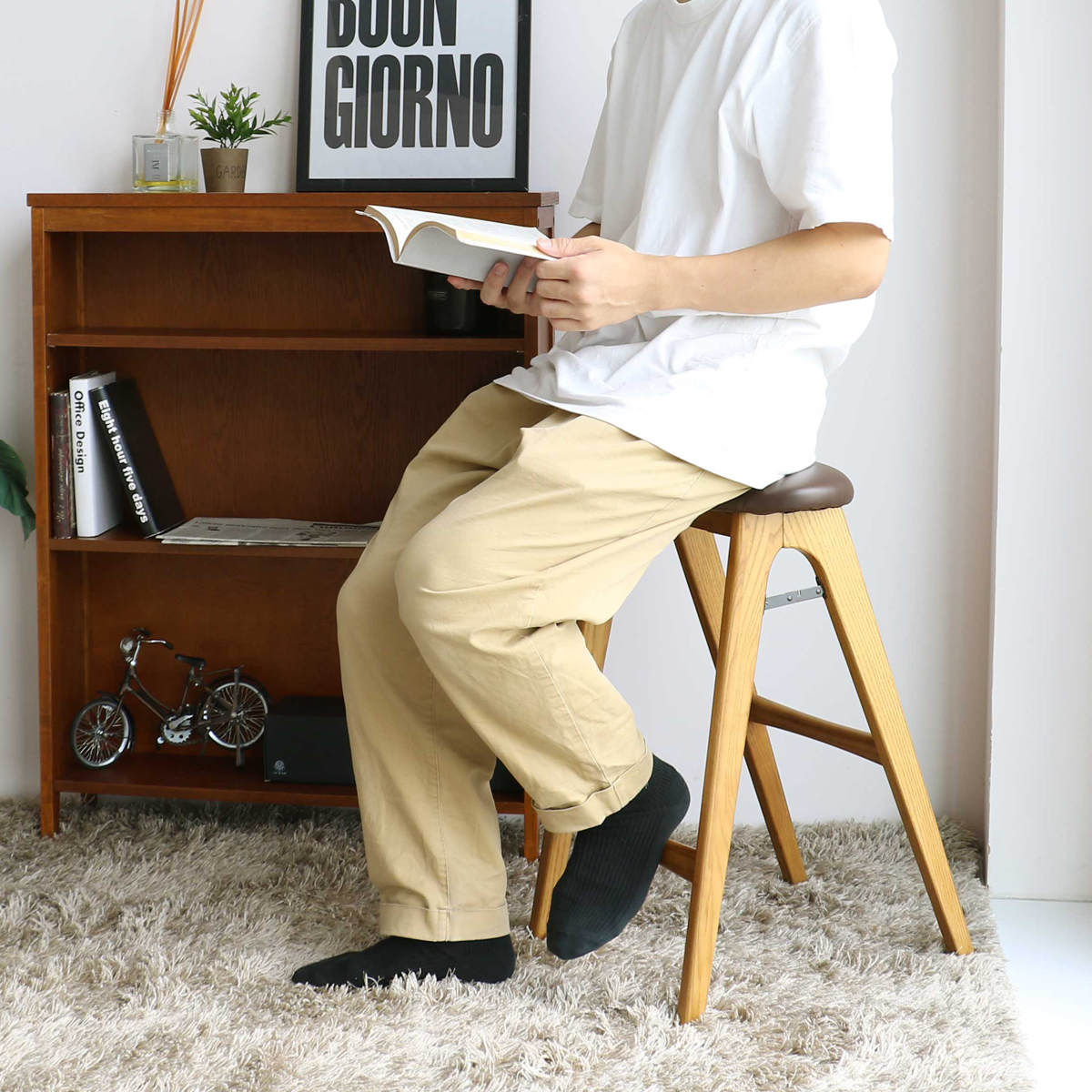 ICHIBA（市場） スツール 折りたたみ 高さ60.5cm 天然木 Folding Stool