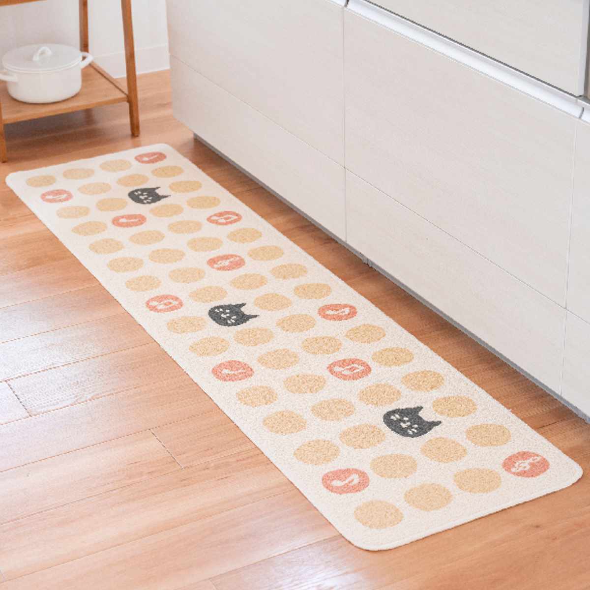 キッチンマット 総柄 45x180cm ネコ ...の詳細画像2