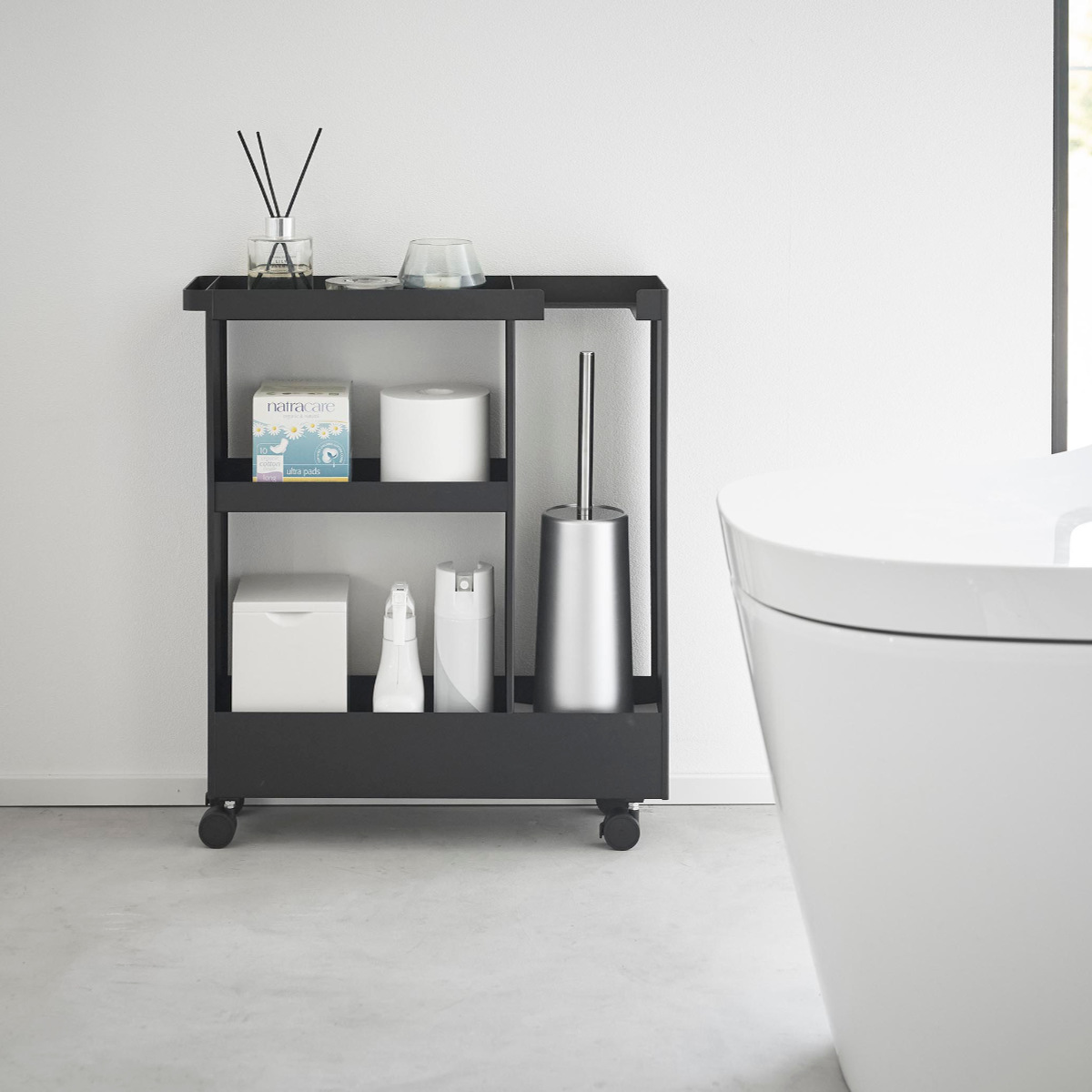 山崎実業tower　キッチンワゴン　キャスター付スリムワゴン トイレワゴン tower 山崎実業 キャスター付きトイレスリムワゴン タワー 3段