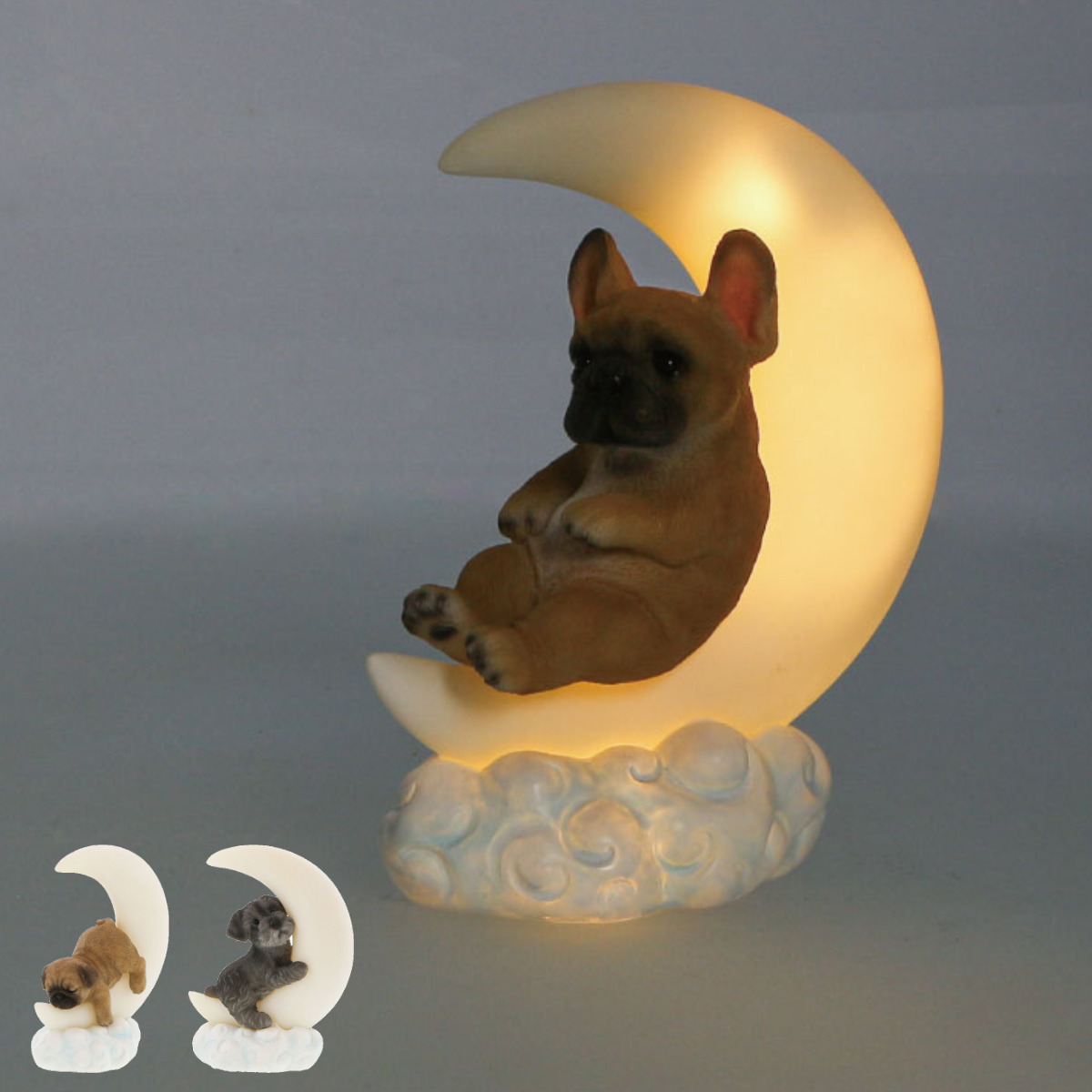 テーブルライト 犬 月 （ ライト ランプ LED 卓上 コンパクト テーブル