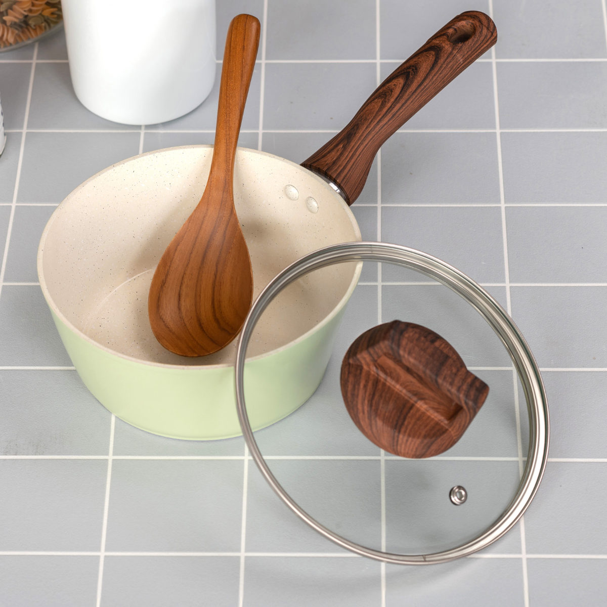 片手鍋 18cm IH対応 セラミーク セラミックコート （ ガス火対応