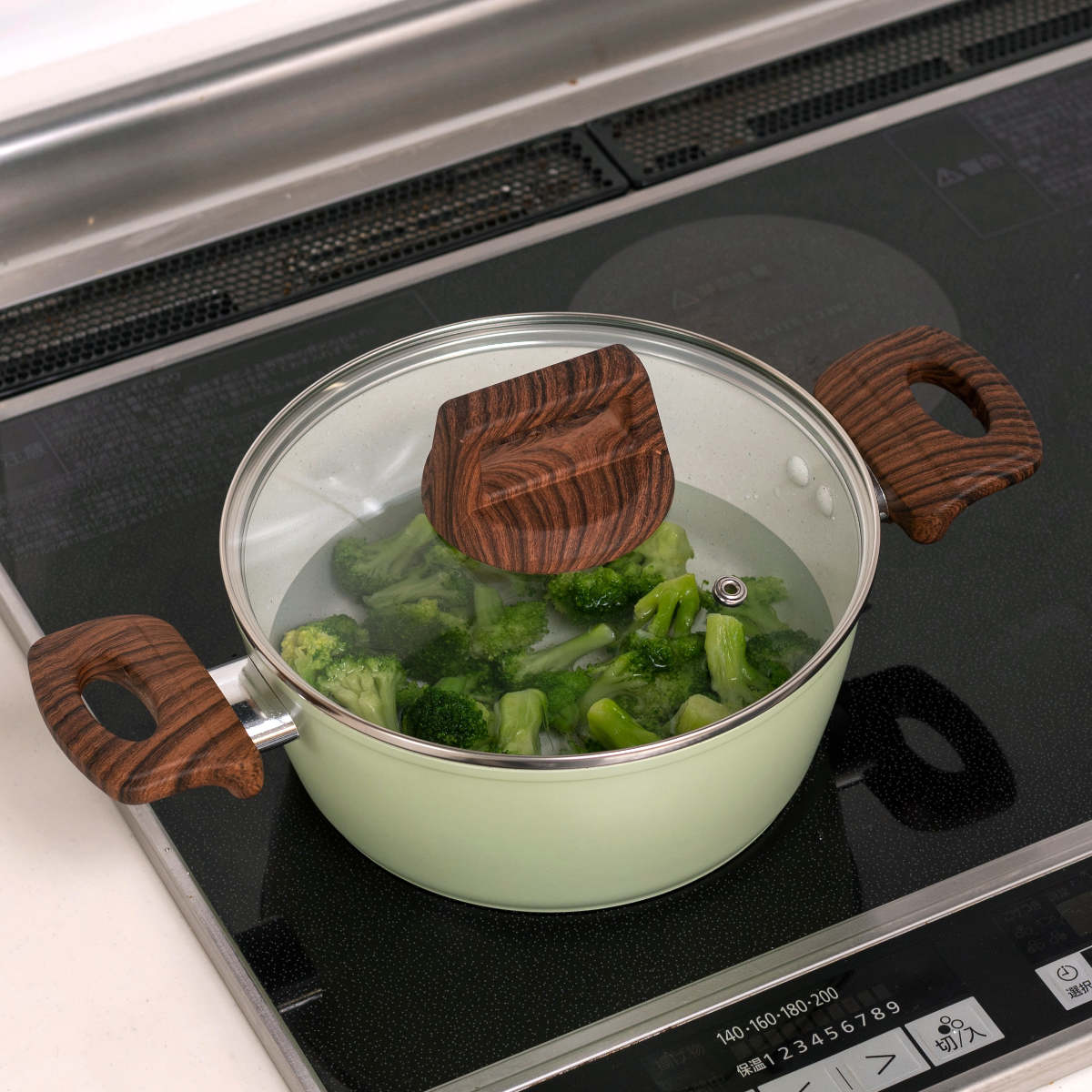 両手鍋 20cm IH対応 セラミーク セラミックコート （ ガス火対応
