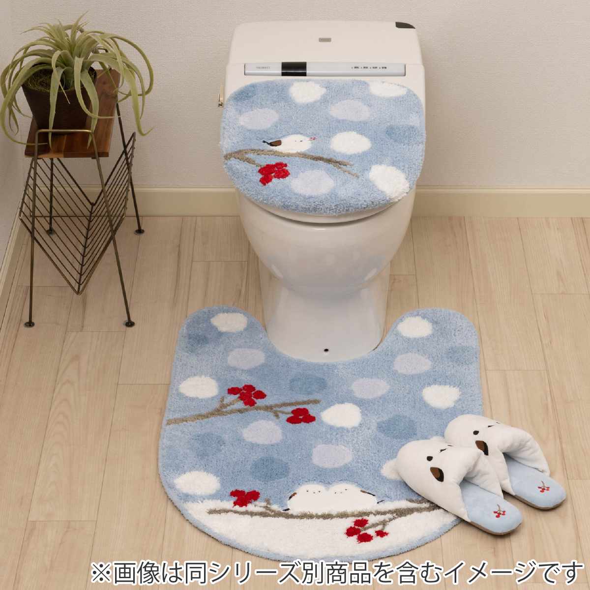 センコー トイレマット シマエナガちゃん ロング 約80×60cm （ トイレ