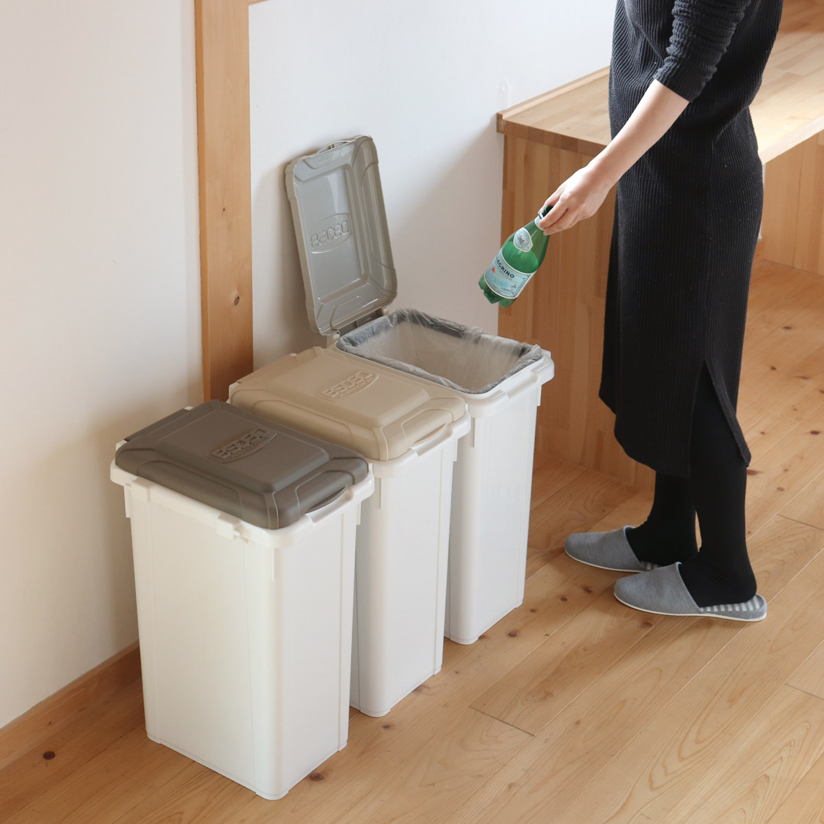 サンコープラスチック ゴミ箱 27L 連結 屋外 屋内 （ ごみ箱 27