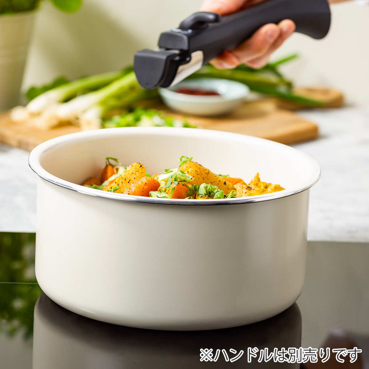片手鍋 ソースパン ウッドハンドル 20cm GREEN PAN（グリーンパン） ソースパン 20cm クリックシェフ 着脱