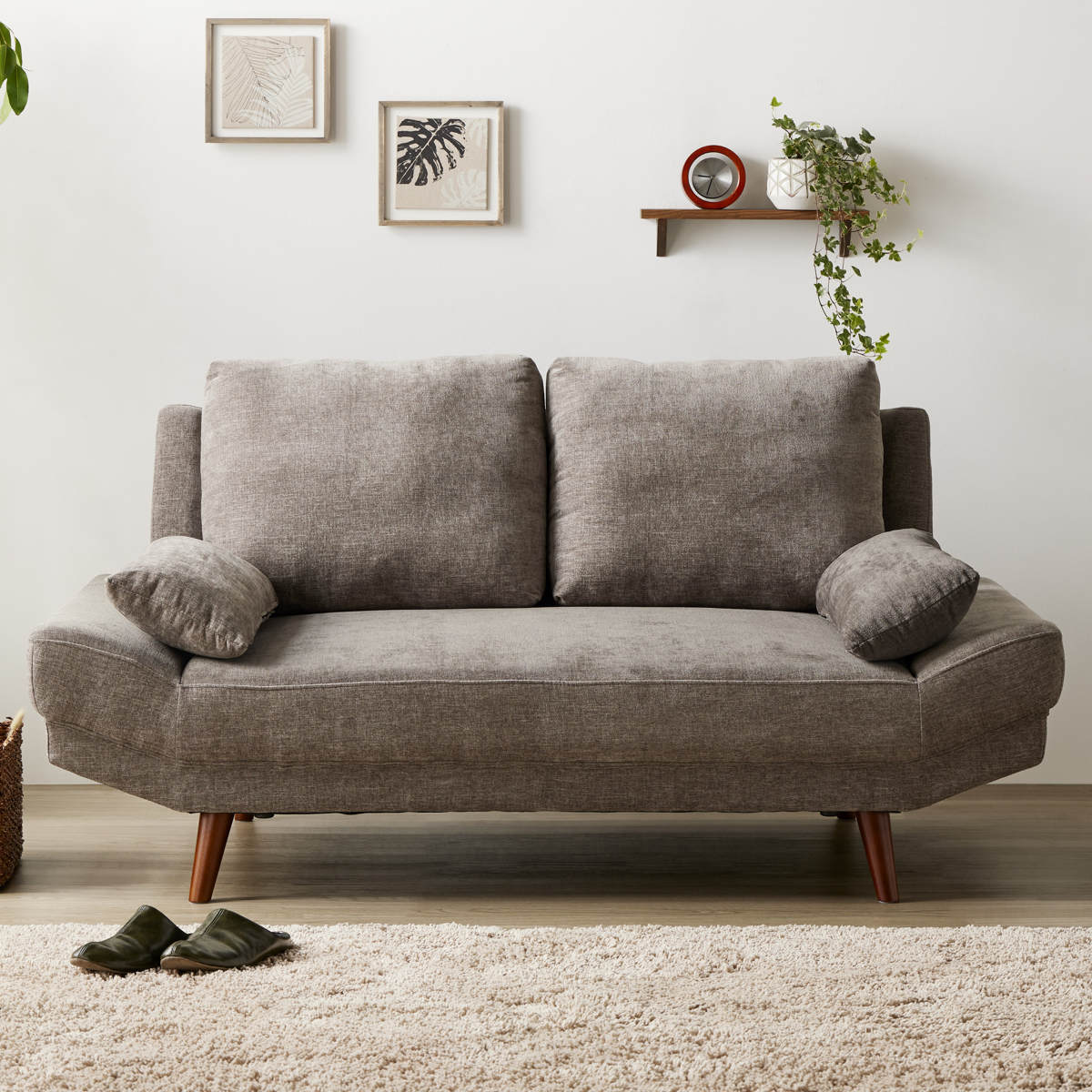 岩附 ソファ 2人掛け 幅170cm ワイドソファ クッション付 （ フロア