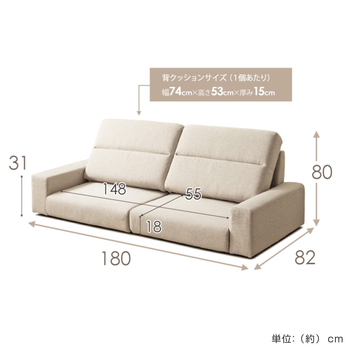 ローソファ 3人掛け 幅180cm ハイバックタイプ Rola-Hi （ セパレート