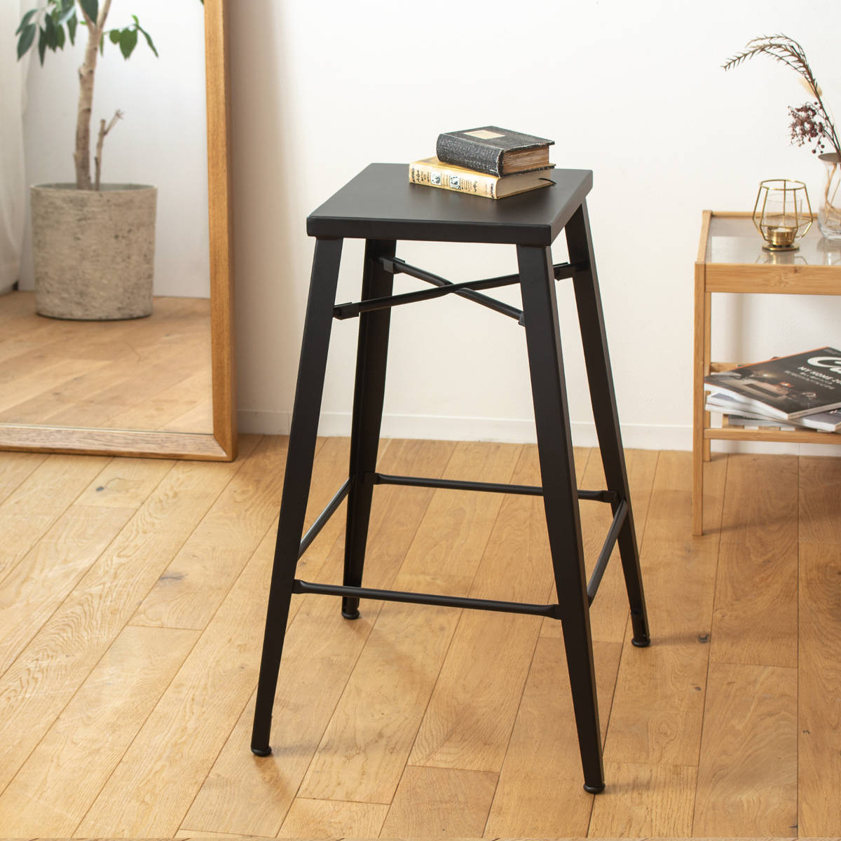 岩附 カウンターチェア 座面高70cm ハイチェア アイアン （ スチール