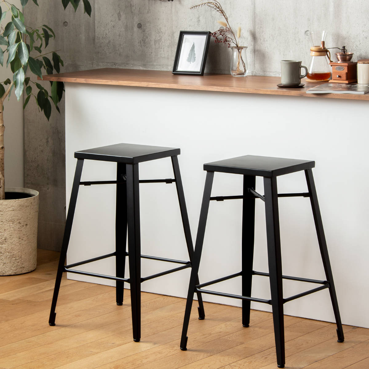 岩附 カウンターチェア 座面高70cm ハイチェア アイアン （ スチール