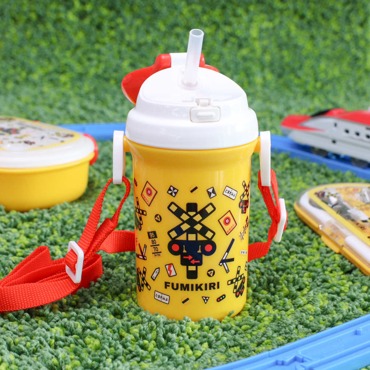 小森樹脂 水筒 FUMIKIRI 400ml 踏切柄 ストロー付プラボトル （ 子供用