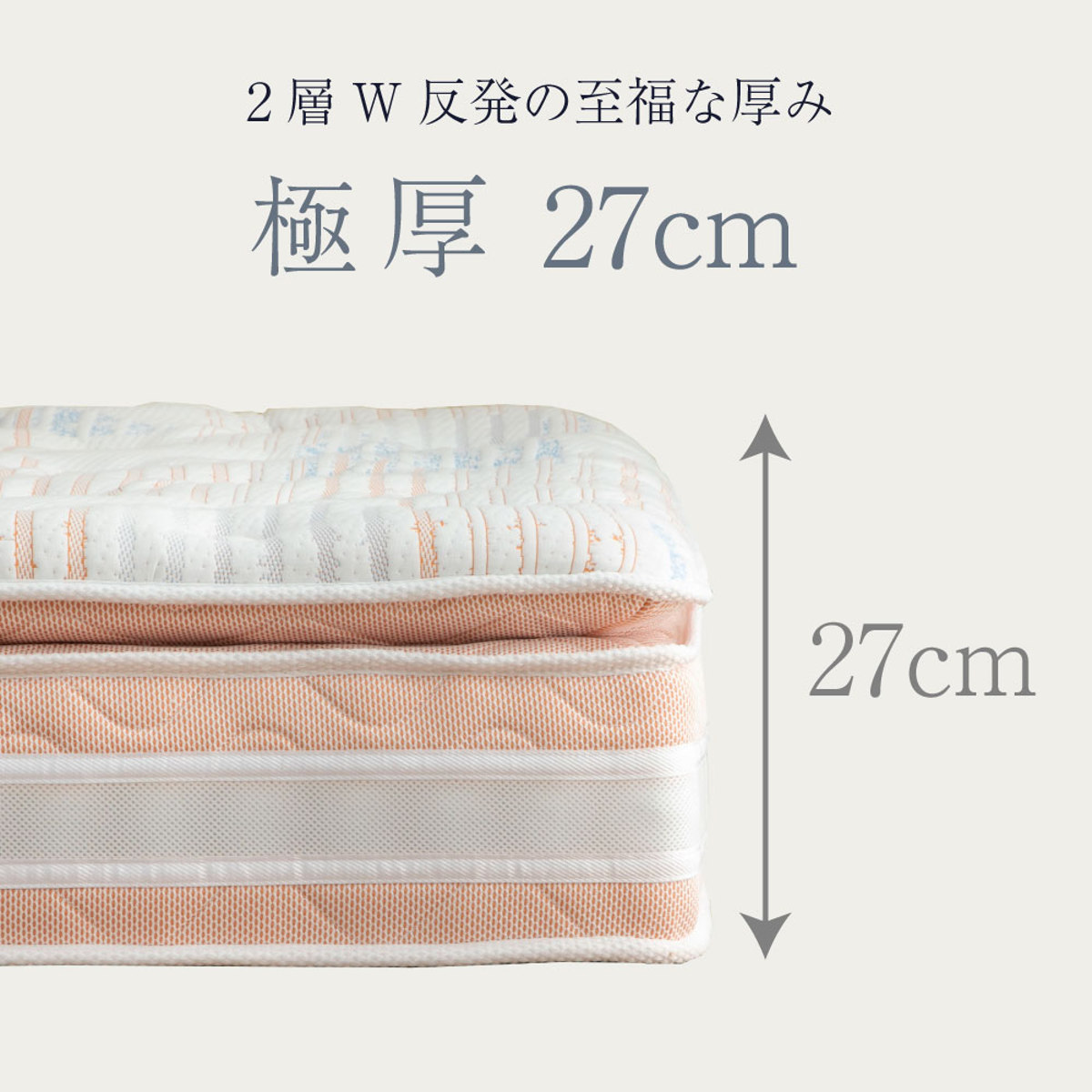 極厚ピロートップ 硬さの選べる マットレス セミダブル サンセットオレンジ 咲夜NoWay! （ 極厚 ピロートップ 選べる硬さ 体圧分散 抗菌 防臭 防ダニ 日本製 ）_7