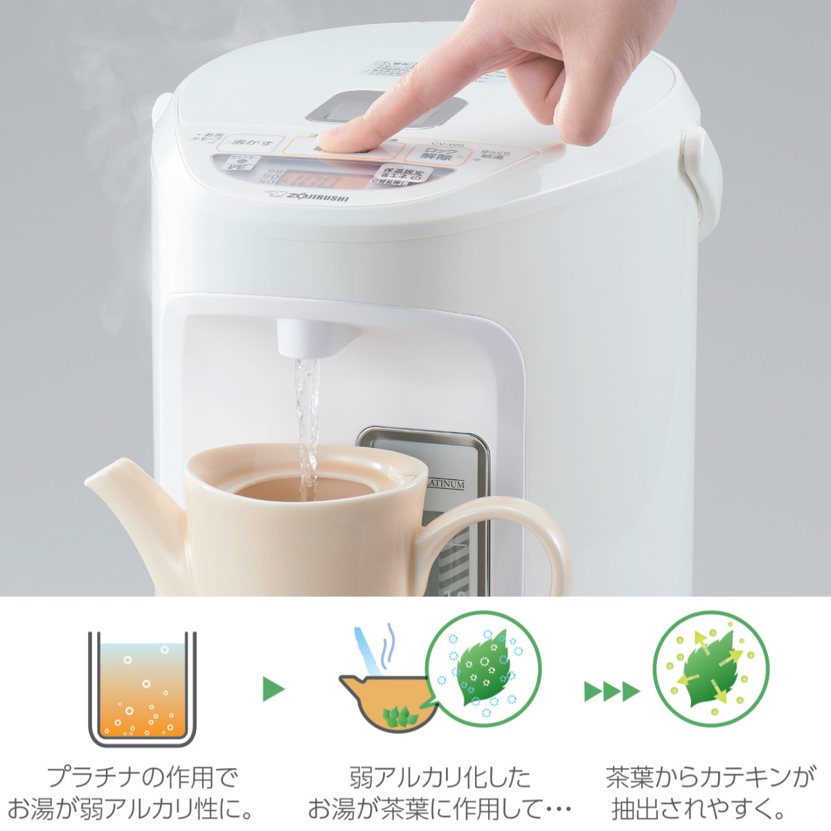 象印（ZOJIRUSHI） 電気ポット 3L VE電気まほうびん 優湯生 蒸気レス