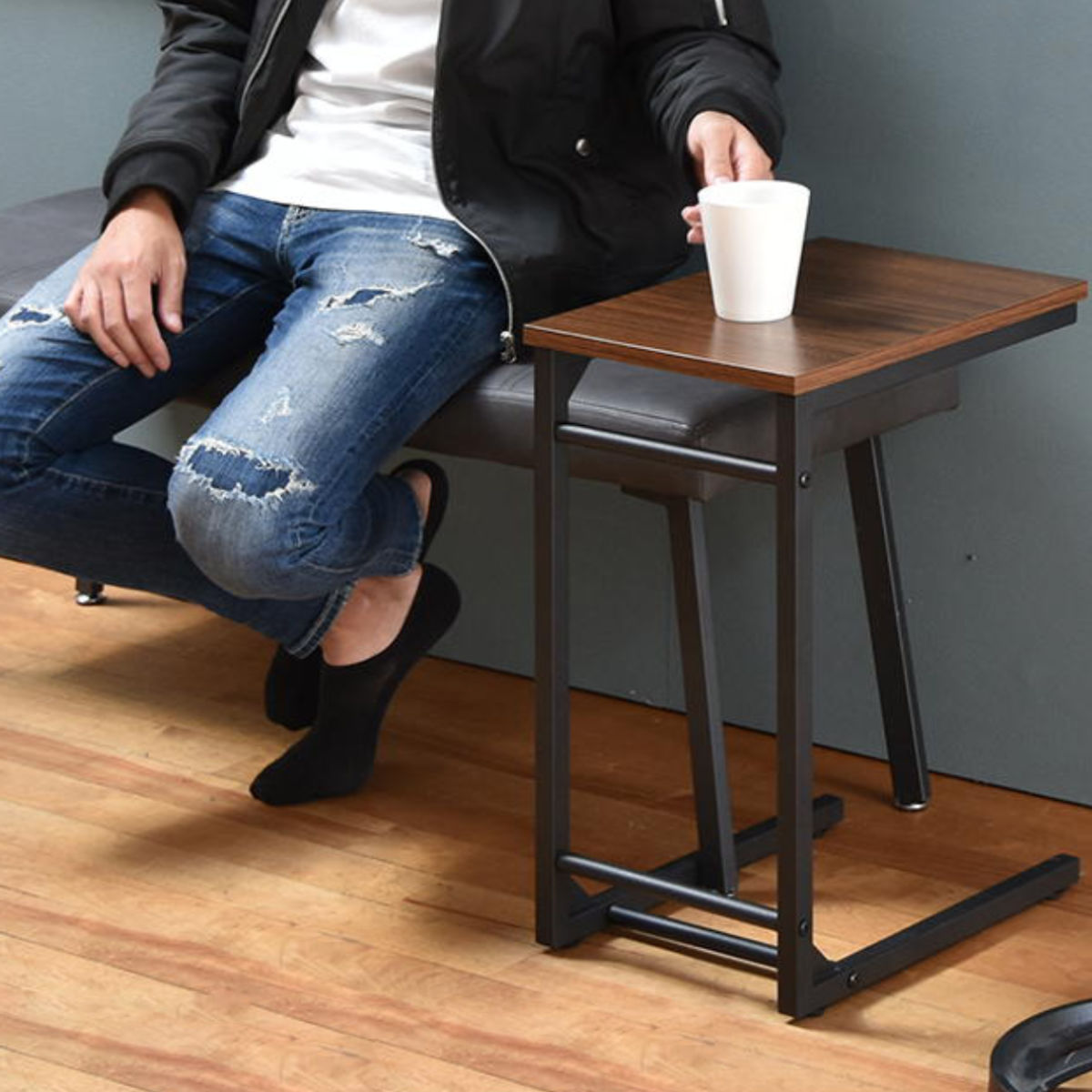 サイドテーブル 高さ51.5cm コの字型 Nid （ ナイトテーブル ミニ