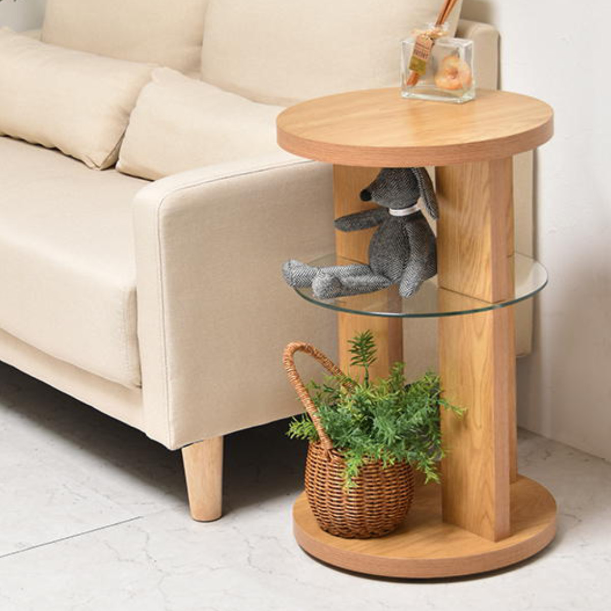 B.Bファニシング サイドテーブル 円型 高さ55cm 隠しキャスター付