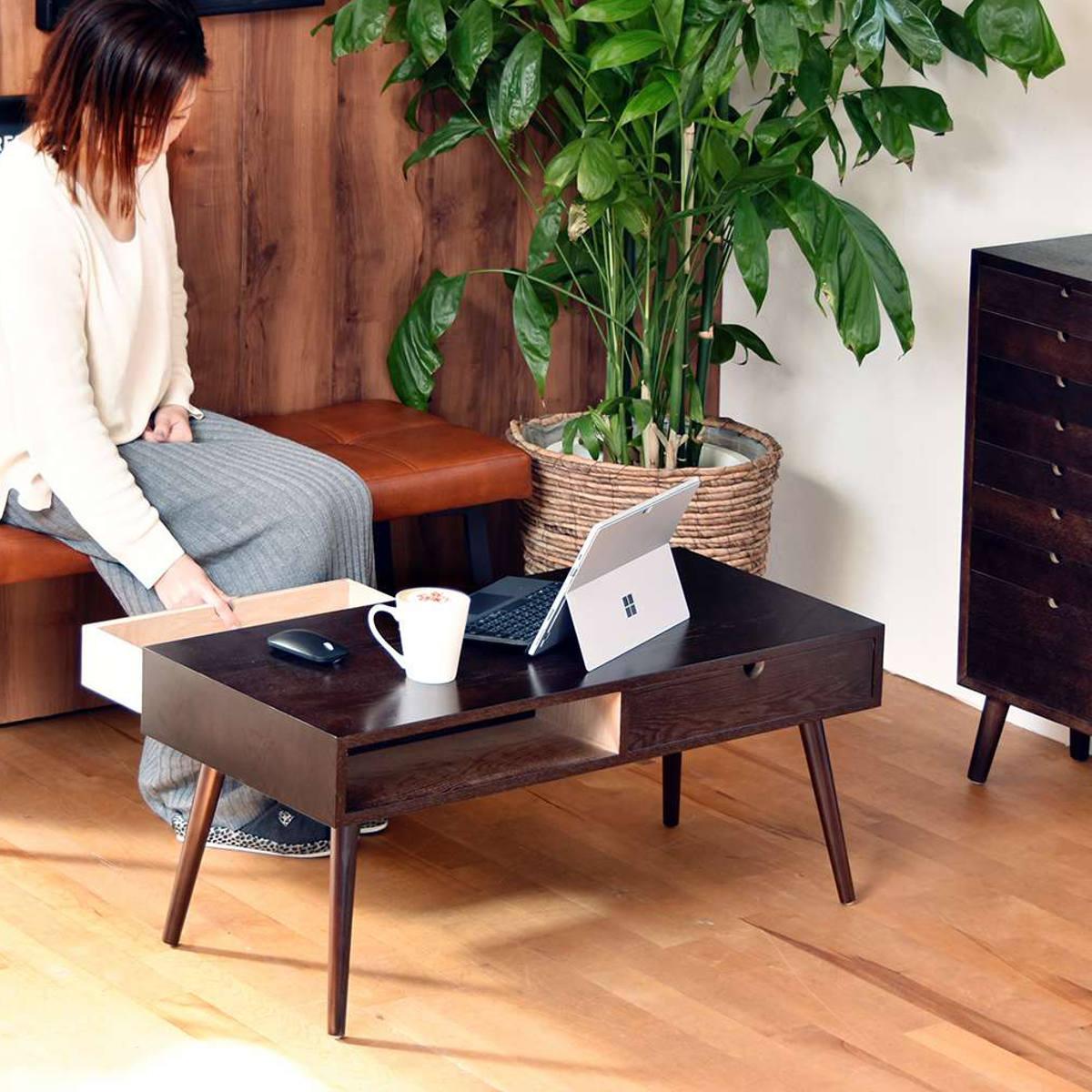 B.Bファニシング リビングテーブル 幅90cm 引出し付 整える （ ロー