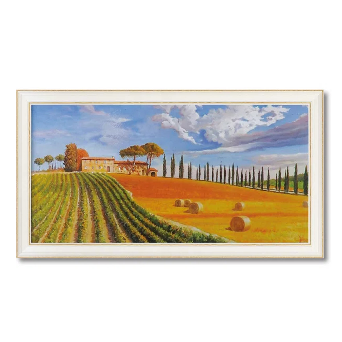 油彩風 風景画 額装 収穫の風景 藁束 畑 ヨーロッパ調 インテリアアート Amazon.co.jp: 世界の名画 ゴッホ ラ・クローの収穫風景 ジクレー