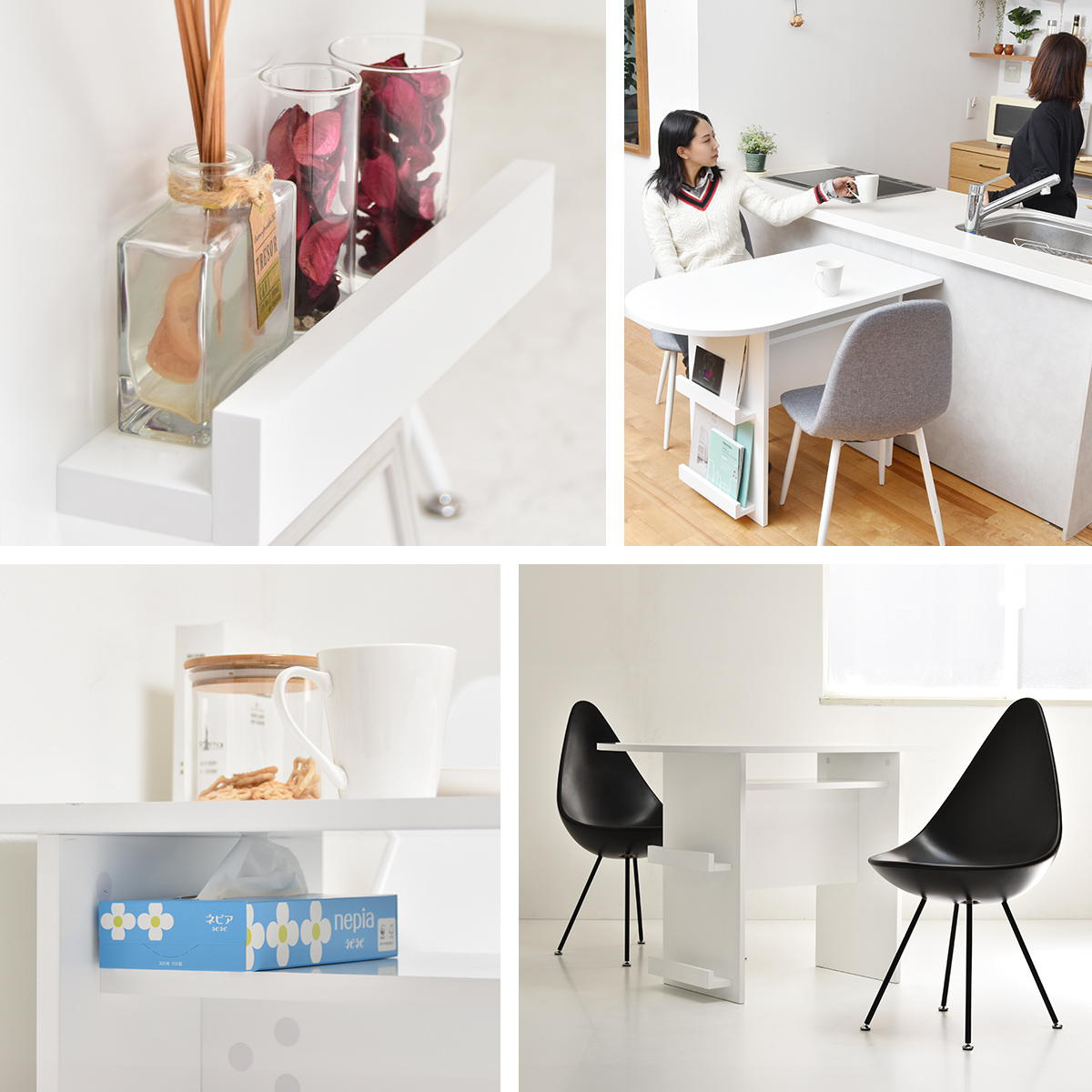 B.Bファニシング ダイニングテーブル 半円型 幅100cm BF DECO