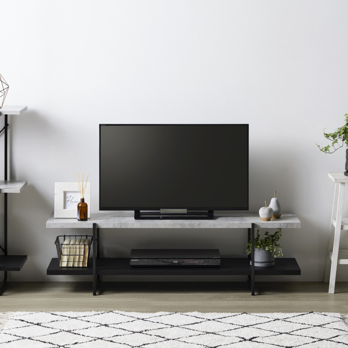 岩附 テレビ台 幅120cm 42型対応 ストーン調 上下組替可能 （ TV台