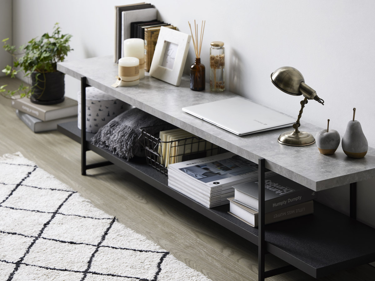 岩附 テレビ台 幅150cm 55型対応 ストーン調 上下組替可能 （ TV台