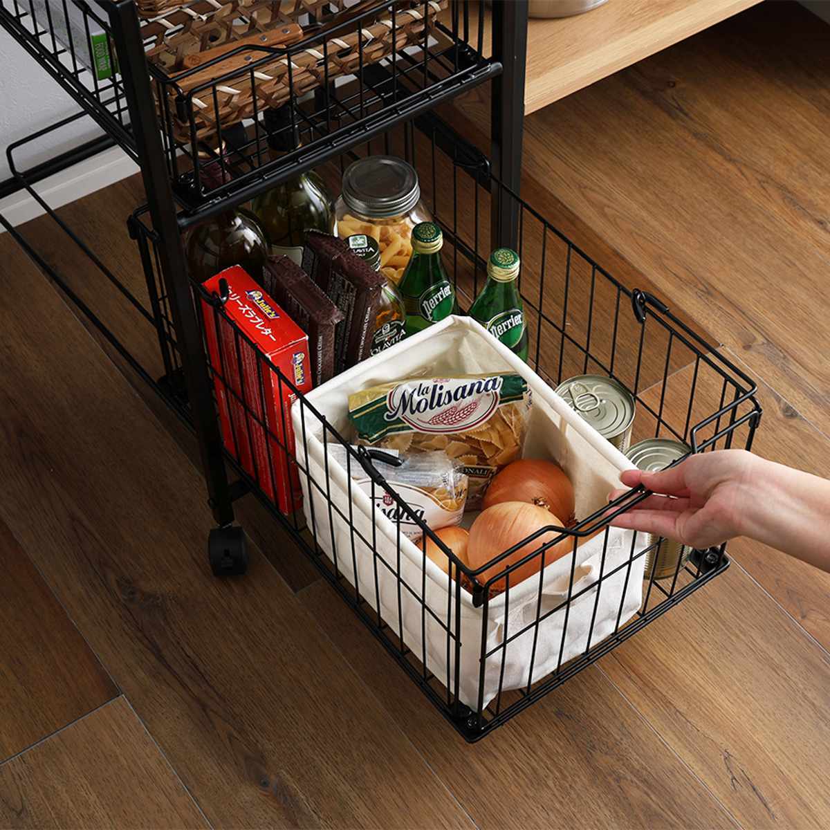ホームテイスト（HOME taste） ランドリーワゴン 持ち運べるバスケット