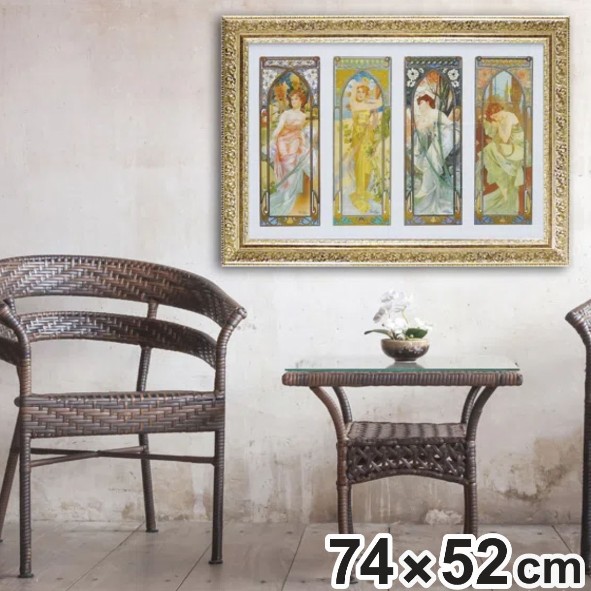 アートパネル アールヌーボー 『時の流れ』 74×52cm （ 絵画 絵 アート インテリア 額入り 壁掛け おしゃれ ゲル加工 名画 ）