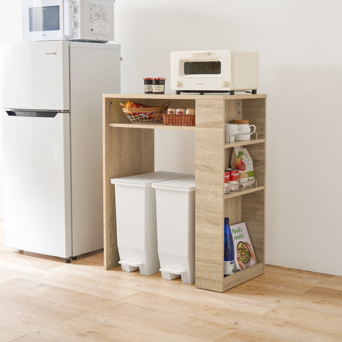 HAGiHARA（萩原） ゴミ箱上ラック 幅71cm 天板耐荷重20kg （ ゴミ箱上