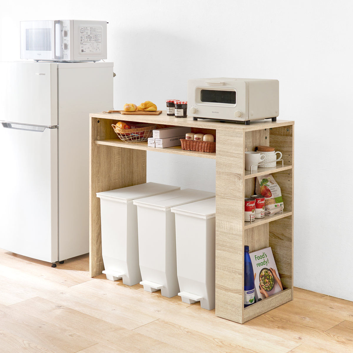 HAGiHARA（萩原） ゴミ箱上ラック 幅98.5cm 天板耐荷重20kg （ ゴミ箱