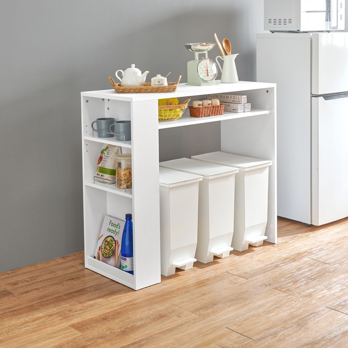 HAGiHARA（萩原） ゴミ箱上ラック 幅98.5cm 天板耐荷重20kg （ ゴミ箱