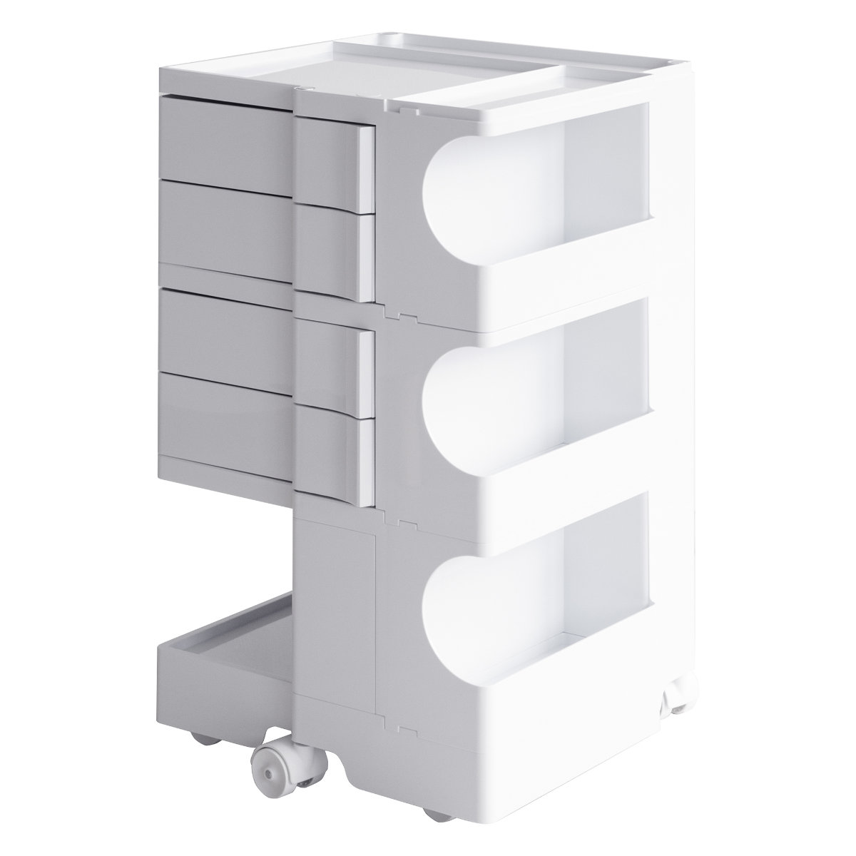 ぷるんぷるんクー専用什器　キャスター付き 宮武製作所 マルチワゴン 幅43cm Pluna（プルーナ）ハイタイプ 四面