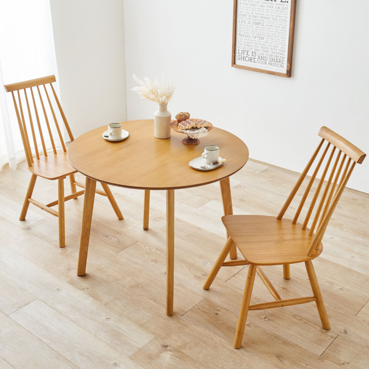 HAGiHARA（萩原） ダイニングテーブルセット 2人掛け 3点セット