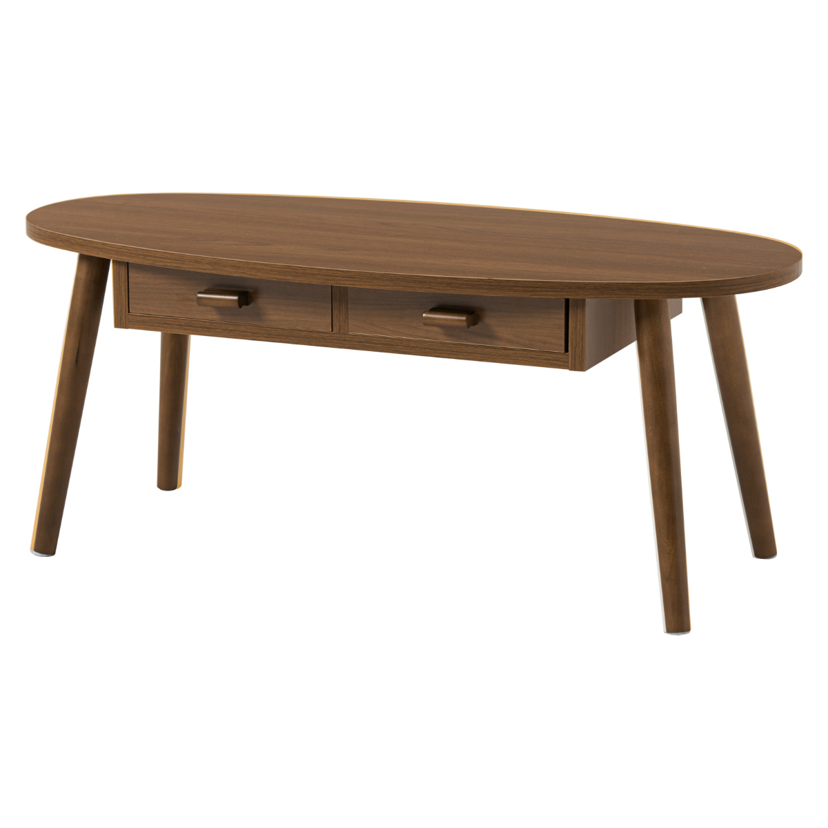 HAGiHARA（萩原） リビングテーブル 幅90cm 引出し2杯 オーバル型