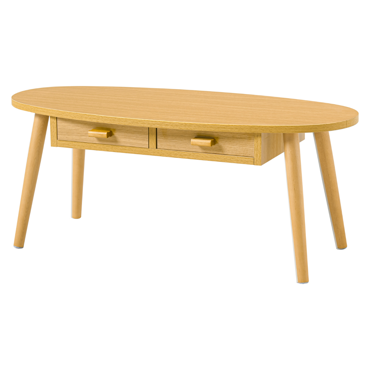 HAGiHARA（萩原） リビングテーブル 幅90cm 引出し2杯 オーバル型