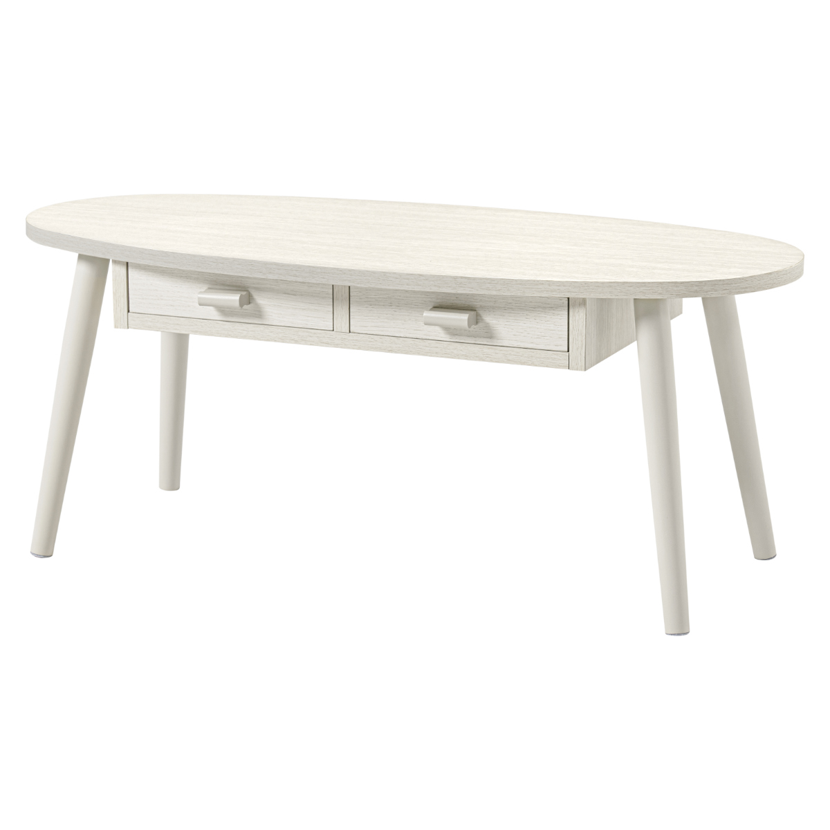 HAGiHARA（萩原） リビングテーブル 幅90cm 引出し2杯 オーバル型