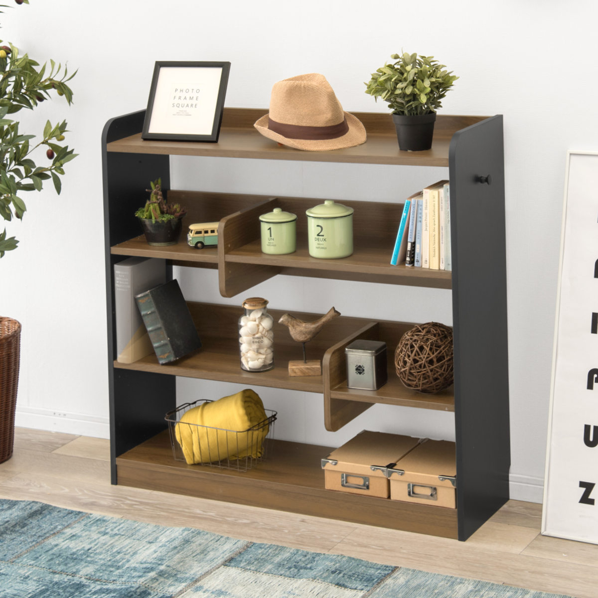 1372 ディスプレイラック　飾り棚　陳列棚　本棚　ブックケース　レトロ　展示台 472258-2.jpg