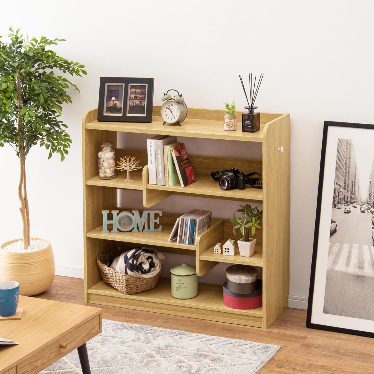 HAGiHARA（萩原） ディスプレイラック 幅90cm ワイドタイプ 可動棚 A4