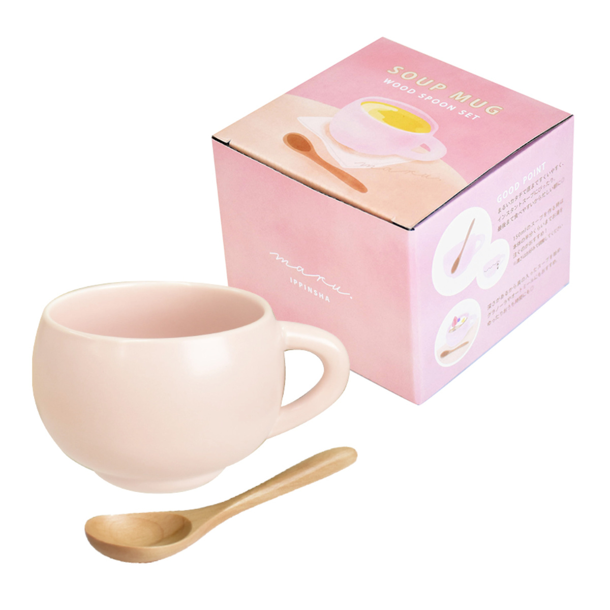 スープカップ スプーン付き 300ml maru 陶磁器 （ 食洗機対応 電子