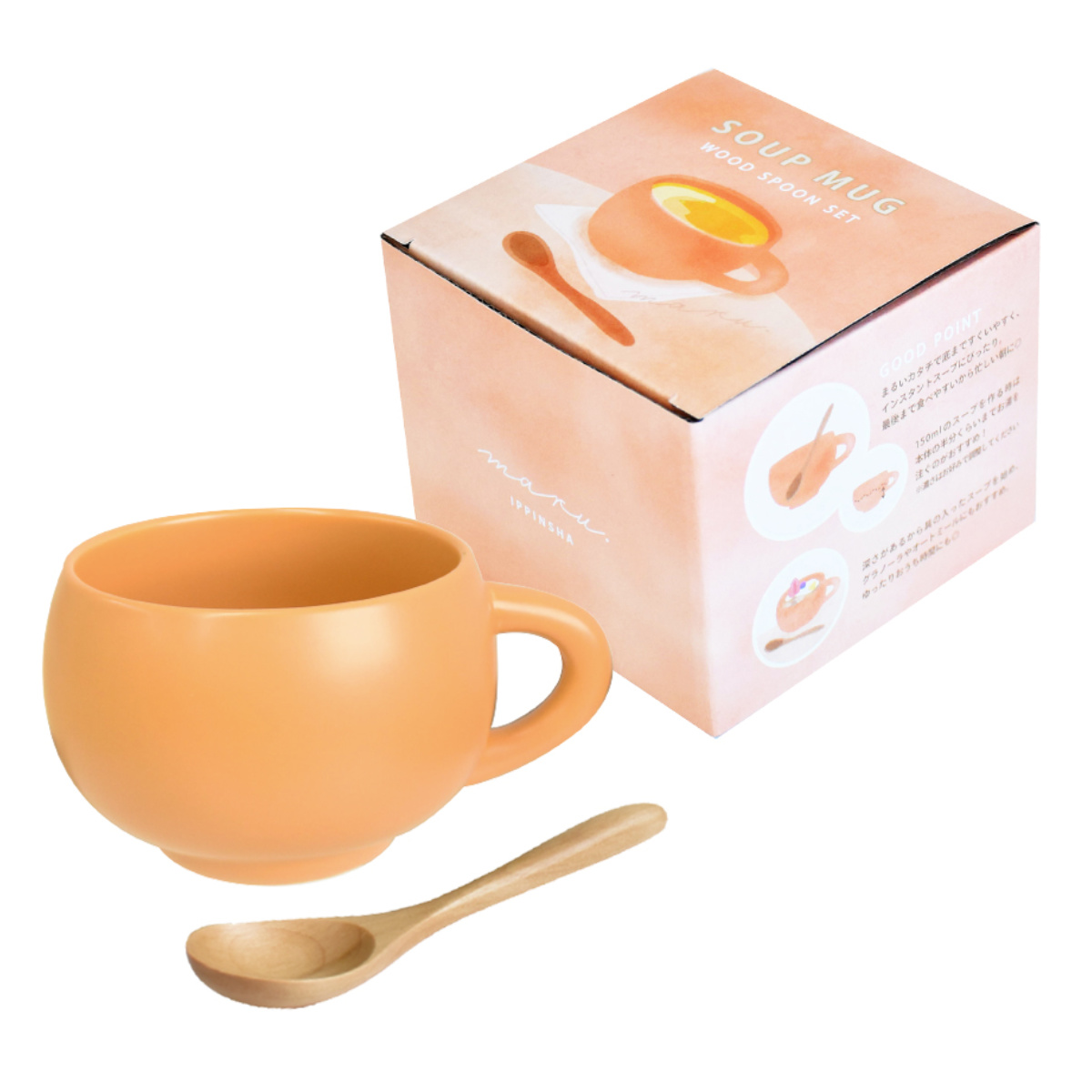 スープカップ スプーン付き 300ml maru 陶磁器 （ 食洗機対応 電子
