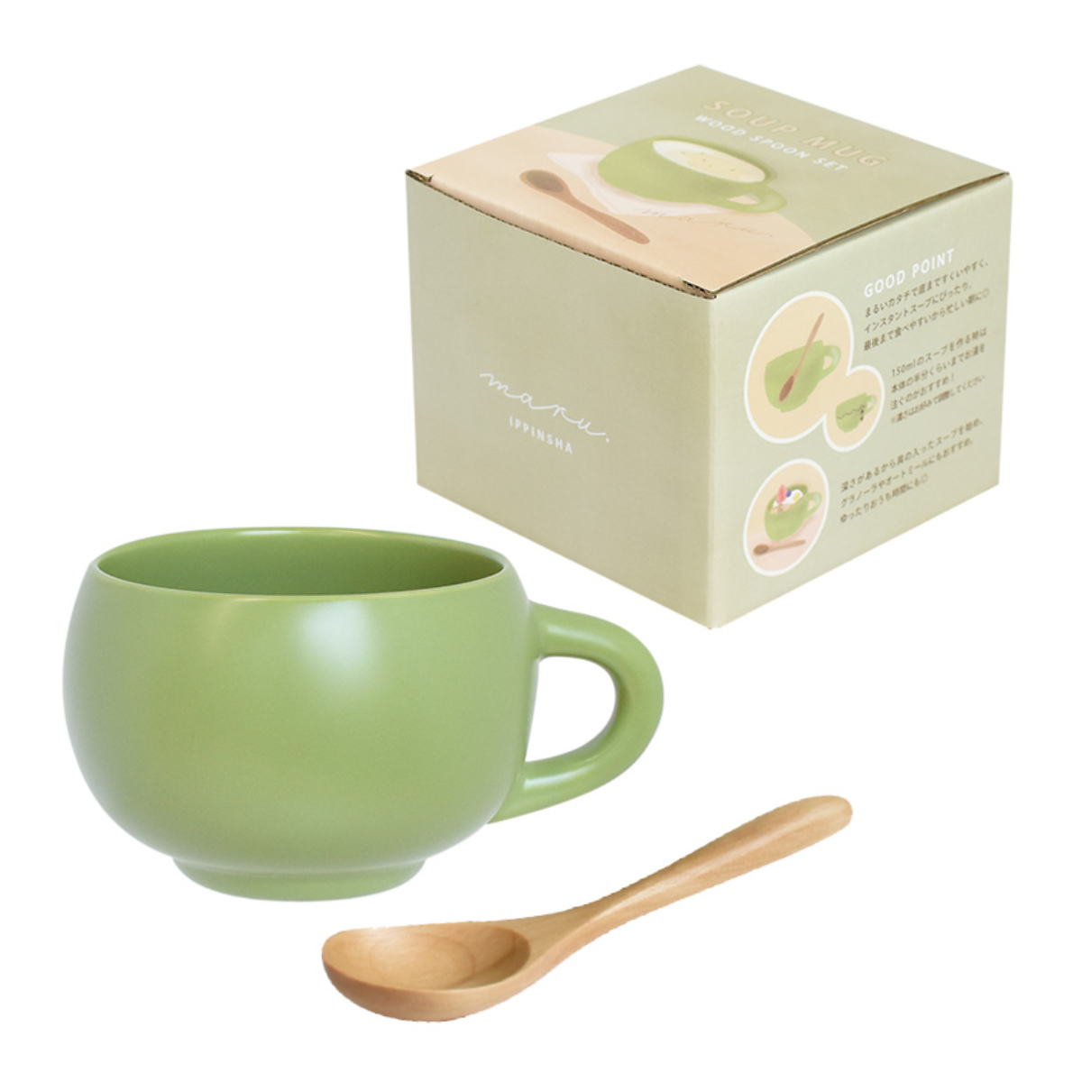 スープカップ スプーン付き 300ml maru 陶磁器 （ 食洗機対応 電子