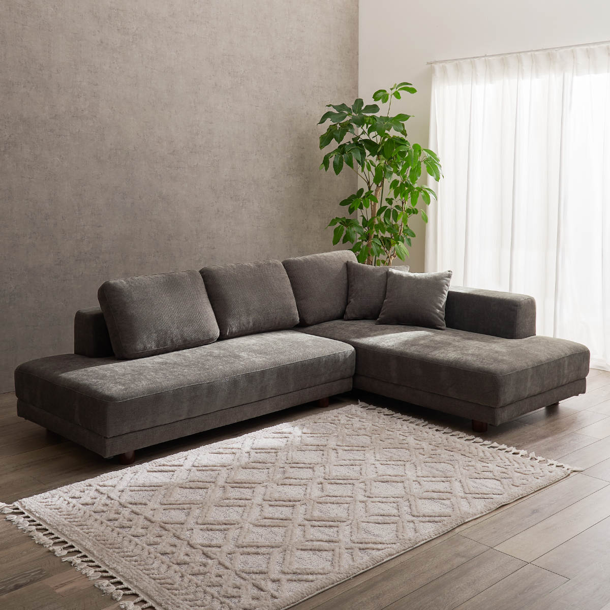 HAGiHARA（萩原） ソファ コーナーソファセット 幅257cm クッション付