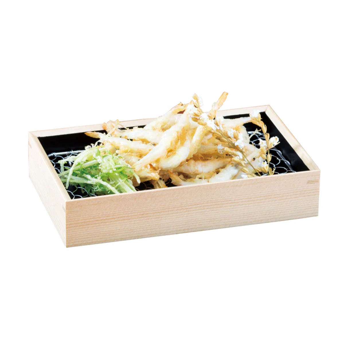 盛り皿 20cm クリア 内黒 天ぷら盛皿 木製 ステンレス （ 天ぷら 皿 中