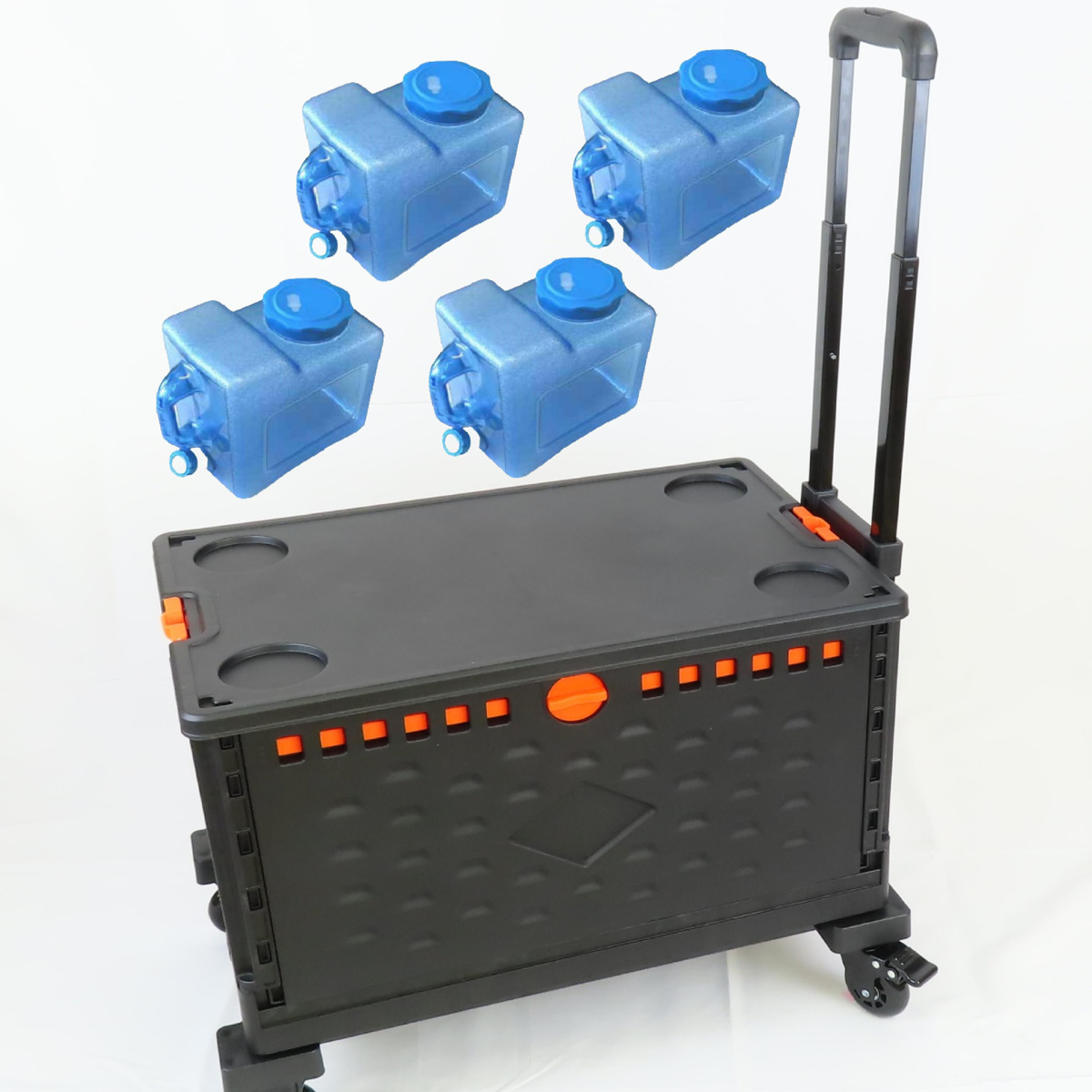 ウォータータンクカート 折りたたみコンテナ 飲料用タンク4個セット