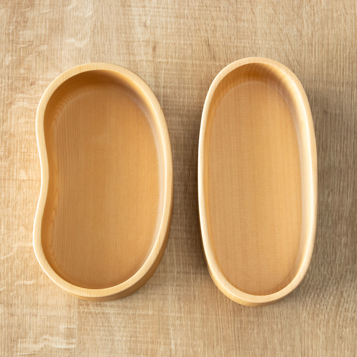弁当箱 天然木くり抜き弁当箱 豆型2段 460ml ナノコート （ 弁当 お